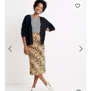 NWT Madewell Silk Midi Slip Skirt in Tiger Stripe